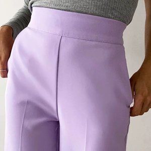 Cropped lilac bermuda pants Made in Italy L M  NWT